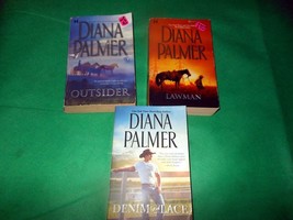 Lot of 3 Books Diana Palmer Paperback Vintage Outsider Lawman Denim &amp; Lace - £8.55 GBP