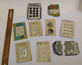 85 Buttons Vintage Bakelite + Mother Of Pearl Old Stock Lot On Cards French Baby - £38.73 GBP