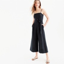 J.Crew Tie-Waist Linen Jumpsuit Black Size 4 - £47.96 GBP