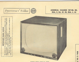 1956 ADMIRAL 18Y4B TELEVISION Tv Photofact MANUAL 18Y4BS 18Y4BSA 18Y4E 1... - $9.89