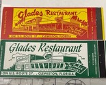 Lot Of 2 Matchbook Covers  Glades Restaurant  Clewiston, FL  gmg  Unstruck - $14.85