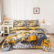 Boys Cartoon Car Bedding Set Twin Size Kids Construction Vehicles Comfor... - $79.99
