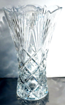 Imperial Crystal 9.5 inch Laser Engraved 24% Lead Crystal Vase Slovakia - $28.32