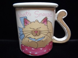 Mount Clemens Pottery Coffee Tea cup Cat What&#39;s Snooze? Japan - $18.81