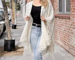 Leto Diagonal Knit Tassel Ruana Wrap Shawl Size One Size - $36.63