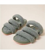 Charlotte Stone Dolly Strappy Shearling Sandal in Sage Green Size 5 - $94.76 CAD