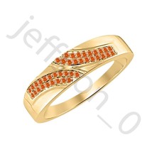 0.40 Ctw Lab Created Fire Opal 14K Yellow Gold Over Anniversary Band Men&#39;s Ring - £37.30 GBP