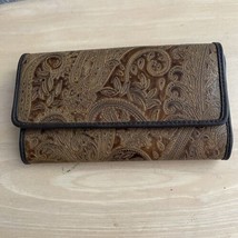 Relic Brown Paisley Tri-Fold Wallet Tooled Faux Leather Checkbook Cash Card - £15.59 GBP