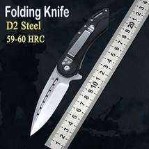 Drop Point Knife Folding Pocket Flipper EDC Hunting Survival D2 Steel G1... - £32.70 GBP