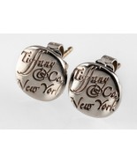 Tiffany &amp; Co. Sterling Silver Notes Round Disk Stud Earrings Gorgeous! - £186.83 GBP