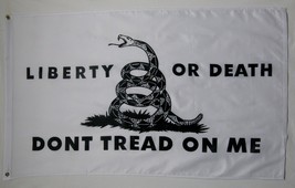 White Gadsden Liberty or Death Dont Tread on Me Tea Party 3x5 Flag outdoor 100D  - £5.47 GBP