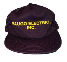 Baugo Electric, Inc. Elkhart, Indiana Vintage Promo Burgandy Snapback Hat  - $174.87 MXN