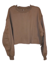Amazhiyu Women&#39;s Tan Fleece Long Sleeve Cropped Sweatshirt - Size: 2XL - £13.15 GBP