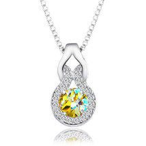 Crystals By Swarovski Fancy Halo Necklace W Aurora Borealis Swarovski Crystals - £35.57 GBP