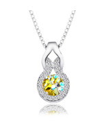 Crystals By Swarovski Fancy Halo Necklace W Aurora Borealis Swarovski Cr... - £34.99 GBP