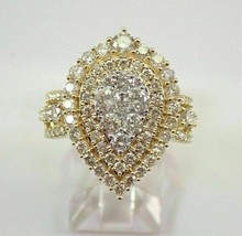 2.5Ct Round Cut Simulated Diamond 14k Yellow Gold Plated Engagement Cluster Ring - £110.78 GBP