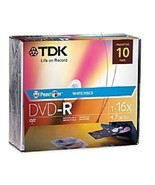 TDK DVD-R Print-On White Discs - 16X - 4.7GB - 10 Pk with Jewel Cases  - $13.72 CAD