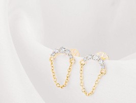 14K Gold Chained Charisma Diamond Earrings | Sparkling Glamour for Every Occasio - £349.56 GBP