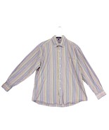 Alan Flusser Men's L Multicolor Striped Button Down Dress Shirt, Preppy Spring - $24.00