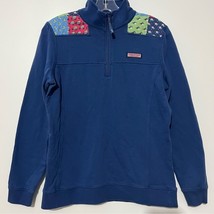 Vineyard Vines Quarter Zip Christmas Pullover Medium Santa Whale Snowman Tree - £19.47 GBP