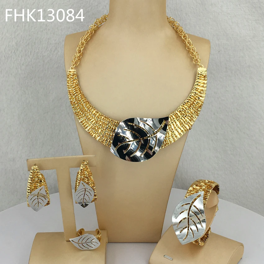 Italian Gold Jewelry Sets High Quality Handmade Jewelry  for Women FHK13084 - £124.03 GBP
