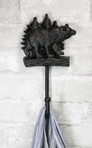 Cast Iron 9&quot;H Rustic Forest Black Bear By Pine Trees Log Forest Wall Coa... - £18.27 GBP