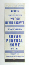 J. Avery Bryan Funeral Home - Chattanooga, Tennessee 20 Strike Matchbook Cover - £1.56 GBP