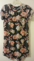 Derek Heart Juniors Gray Floral Print S/Sleeve Small Pocket Shirt Dress M   D468 - £9.19 GBP