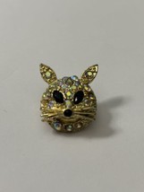 Vintage Warner AB Crystal Cat Face Brooch Unsigned - $20.56