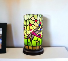 11&quot; Green and Pink Dragonfly Stained Glass Accent Lamp - $158.35