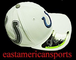 Indianapolis Colts NFL Reebok Sideline Flat Billed Hat Cap White Side Logo S/M - £11.84 GBP