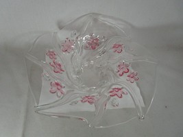 Vintage Mikasa Floral Dance Pattern Pink Frost Bowl Dish Swirling Flowers - £39.13 GBP