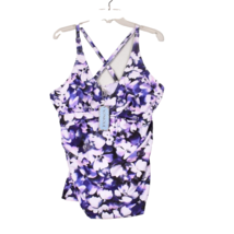 Yonique Women&#39;s Tankni Bathing Suit Top  Purple Floral Size XXL - £18.50 GBP