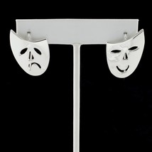 Sterling Silver .925 Comedy/Tragedy Happy/Sad Drama Mask Earrings - $4,073.84 MXN