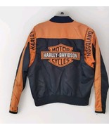 Harley Davidson Men&#39;s Sz S Orange &amp; Black Bomber Jacket Nylon Mesh Vtg U... - $68.24