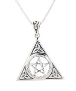 Jewelry Trends Celtic Trinity Star Pentacle Sterling Silver Triangle Pendant Nec - €46,51 EUR