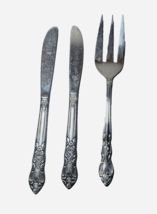 Lustreware Stainless Steel Flatware Vintage Rose Pattern Lg Fork 2 Butte... - £7.28 GBP