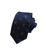 Kings Collection Men Formal Cactus Pattern Ties Polyester Blue Neck Tie - $25.96 CAD
