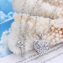 White Gold Plated Petite Heart Necklace with Crystal Jewels - £20.29 GBP