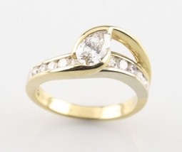 Authenticity Guarantee 
1.00 carat Pear Shape Diamond 18k Yellow Gold Engagem... - £1,974.28 GBP