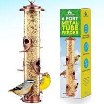 Elegant Copper Bird Feeder 15” with 6 Ports - Weather Resistant &amp; Squirr... - $39.55