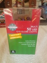 Multi 50 LED G15 Globe Lights indoor/outdoor 11.5 ft rare Vintage looking - £20.15 GBP