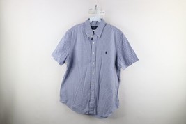 Ralph Lauren Mens Large Classic Fit Short Sleeve Collared Button Down Shirt Blue - £27.59 GBP