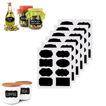 48pcs Chalkboard Labels Bottles Jars Note PVC Sticker Black Removable Waterproof - £7.98 GBP