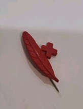 Vintage Red Cross American Red Cross Red Feather Lapel Pin - £6.35 GBP