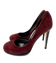 Reed Krakoff Pumps Burgundy Suede Leather Platform Heels Shoes 37.5 EU N... - $119.20