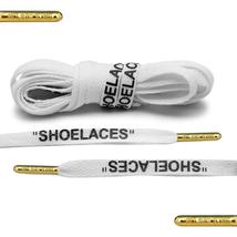 Off-White &quot;SHOELACES&quot; Style in White With Gold Metal Tips by Loop King L... - £14.12 GBP+