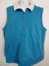 L.L. Bean XL Aqua Blue Fleece Lined Zip-Front Vest - £22.68 GBP