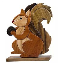 Squirrel Nut Intarsia Wood Table Top Home Decor Figurine Lodge New - $36.58