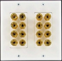 Speaker Wall Plate 16 Post For 8 Speakers And Color Coded For Home Theater - $37.96